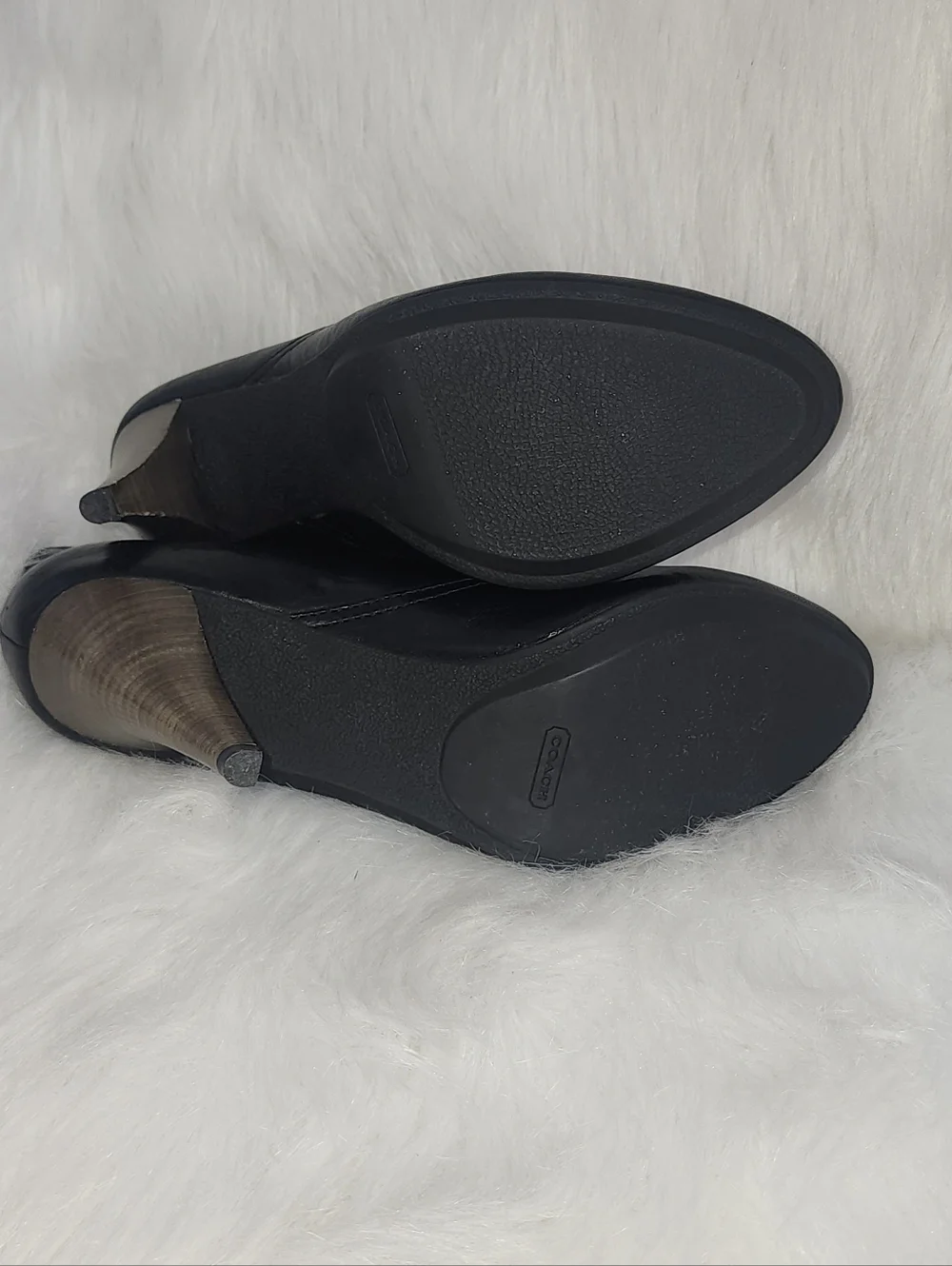 Coach Aliza black leather high heel ankle booties, Size 10 Pull On New W/out Box - Picture 9 of 9